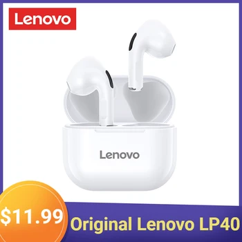 Lenovo LP40 TWS Traadita Kõrvaklapid 5.0 Bluetooth Kõrvaklapid Hifi Stereo Kontrolli Touch Peakomplekt Mikrofoni Müra Vähendamise
