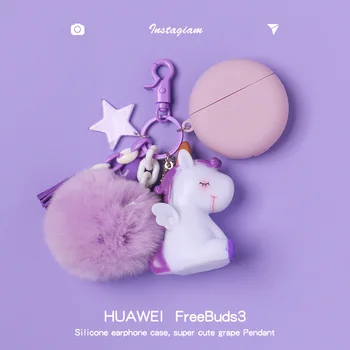 cute cartoon Võtmerõngast puhul Huawei Freebuds 3 Juhul Mood Silikoon Kõrvaklappide Kaitsva Katte Huawei Tasuta Pungad 3 Pro