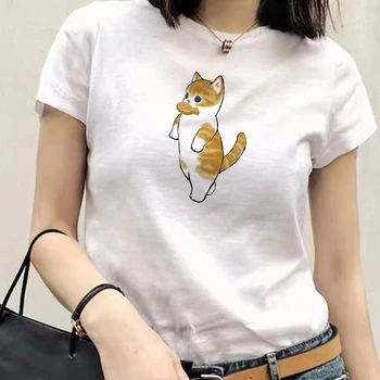 Wome T-Särk Uus Cartoon ümber Kaela kassipoeg, Print T-Särk Naiste Vabaaja Tshirts Harajuku Naine Top Tee Särgid Streetwea
