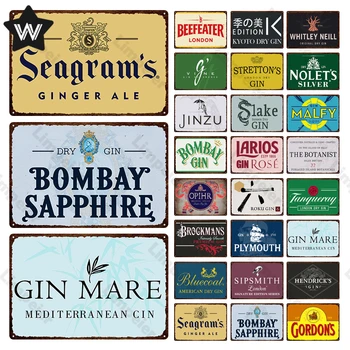 Vintage Seagram ' s Ginger Ale Metallist Plaat Klassikaline Bombay Sapphire Tina Märk Metallist Plakat, Baari-Pubi Seina Decor Laigud Seina Märke