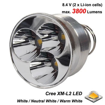 Kolmekordne Cree XM-L2 LED 3800 Luumenit (Drop-in Moodul TrustFire 3T6 Taskulamp (Dia. 51mm) (1 TK)