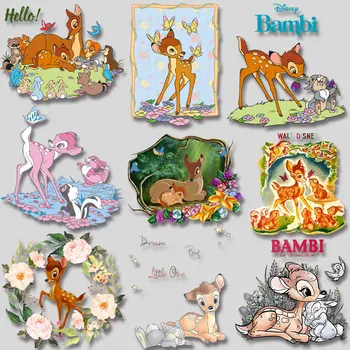 Disney Cartoon Bambi Pilte Värvikas Etapi Pildid Trükitud Termilise Vinüül Plaastrid Üleandmise Kohta Jope Riided Aksessuaar Rõivas DIY