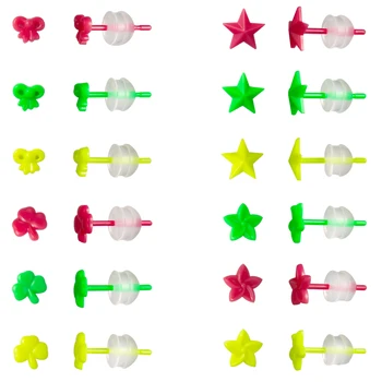 12 Paari Plastikust Kõrvarõngad Tundlikud Kõrvad,Plast-Post Kõrvarõngad Daam,Star Vibu Ristik Frangipani Kõrvarõngad koos 3color