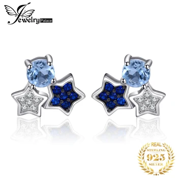 Jewelrypalace Star Ring Tõeline Taevas Sinine Topaas Loodud Spinel 925 Sterling Silver Kõrvarõngad Naistele Gemstone Ehted