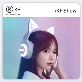 iKF Näita Kass Traadita Peakomplekt Bluetooth Kõrvaklappide Mäng Armas Tüdruk Mängude Kohandatud Kerge Anime Mikrofoniga Juhtmega Kõrvaklappide
