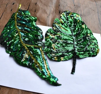 Kõrge kvaliteediga roheline tikitud litrid banana leaf paik riiete kaunistamiseks plaaster kleebised kleebised DIY applique tarvikud