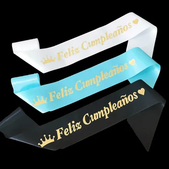 1tk Uus hispaania Feliz Cumpleaños Satiin Aknaraam Sünnipäevaks õlarihm Tiiva Lapsed Täiskasvanud Sünnipäev Asjade Teenetemärgid