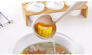 Nisu õled suppi lusikaga colander kaks-ühes-pikk käepide plastikust suur lusikas keskkonnakaitse lauanõud kuum pott, lusikas