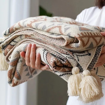 Pehme Tutt Kootud Tekid Ruuduline Bohemian Tapestry Nap Tekk Vintage Decor Tekk Diivan Kate Deken Cobertor Tilk laevandus
