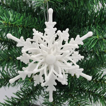 12cm 3D Lumehelves kuuseehted Valge Plastikust Glitter Rippuvad Ripats Kaunistused Koju Xmas head Uut Aastat 2023