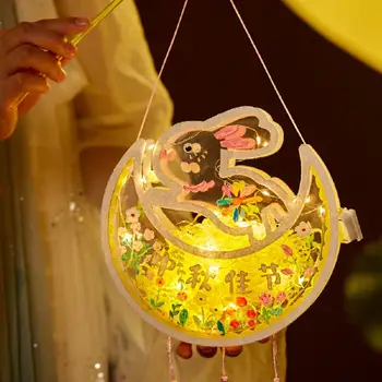 1 Komplekt Käsitöö Hiina Stiilis Armas Mid-Autumn Festival Küülik Laterna Hõõguv Läbipaistev Lamp DIY Kaunistamiseks Laste Mänguasi Kingitus