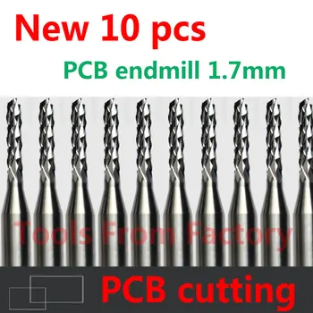 10tk 1,7 mm Läbimõõduga Karbiid PCB CNC Graveerimine Bits Lõpus Milling Cutter lõikamine puurava endmill # ST3.1.709