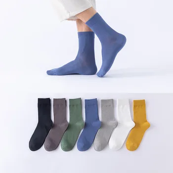 Meeste Puuvillased Sokid Uusi Tahke Võre Äri Sokid Kõrge Kvaliteediga Anti Pilling Sokid Mugav Keskmise Toru Sokid Lihtne Meeste Sokid