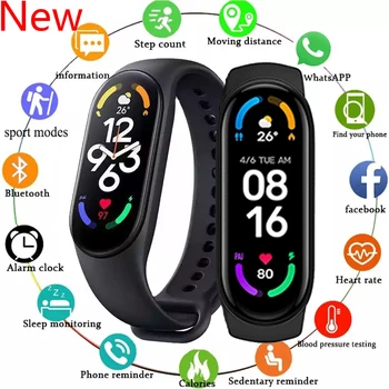 M7 Smartwatch meeste ja naiste vererõhk, südame löögisageduse monitor fitness bänd veekindel smart bänd Nutitelefonid Xiaomi IOS PK M5 M6
