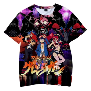 Gurren Lagann Tshirt 3D Crewneck Lühikesed Varrukad Naiste Meeste Tshirts Harajuku Streetwear 2022 Jaapani Anime Riided Pluss Suurus