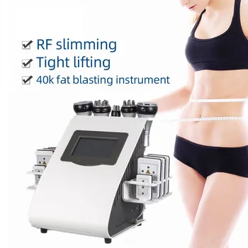 6 In 1 Ultraheli RF Lipo Laser Padjad 40K Ultraheli Kavitatsioon kaalulangus Body Slimming Masin Vaakum Kavitatsiooni Süsteem