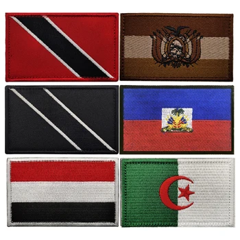Tikitud Lipu Plaastrid Trinidad ja Tobago Jeemen Haiti Boliivia Alžeeria Taktikaline Armband DIY Appliques Riided, Mütsid Patchs
