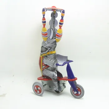 [Naljakas] Täiskasvanud Kollektsioon Retro likvideerida mänguasi Metallist Tina tsirkuse akrobaatika elevant kohta kolmerattalise Mehaaniline Kellavärk mänguasi joonis kingitus