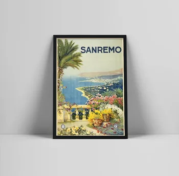 Retro Reisi Itaaliasse Roma Lõuendile Maali Sanremo Reisi Lill Plakat Mere Prindi Plakat Seina Pilte Kunsti Elutuba Decor