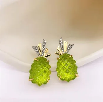 ebatavaline disain värske roheline ananass elegantne naiste golden ear-clip puu-ilma augustatud suvel stiilne tüdrukud kõrva ehteid