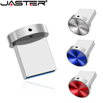 JASTER Pen Drive 2.0 Mood Mini Metallist Nupp 64GB Blue USB Flash Drives32GB Tasuta Graveerimine Logo Väline Ladustamine Äri Kingitus