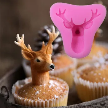 3D Jõulud Deer Silikoon Põder Pea Diy Kook Kaunistamiseks Šokolaadi Fondant Hallituse köök, Küpsetamine, Tööriistad Käsitöö Seep Küünal Hallitus