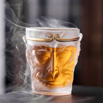 Hiina stiilis Sun Wukong kujuline disain plii-vaba viski klaas tass kodus drinkware tee klaas kruus