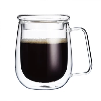 380ml Double Layer Anti-põletushaavu Kohvi CupHeat-Vastupidavad Klaasist Joogid Läbipaistva Isolatsiooniga Cup Microwaveable Kütte Kruus