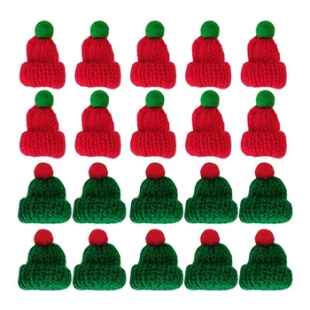 20Pcs Jõulud Kääbus Santa Mütsid DIY MINI Villane Müts Kootud Vähe Jõulud Mütsid