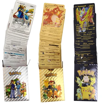 Pokemon Kaardid Metall Kuld Vmax GX Vstar inglise hispaania Kaart Charizard Pikachu Kogumise Lahing Treener Kaardi Lapse Mänguasjad Kingitus