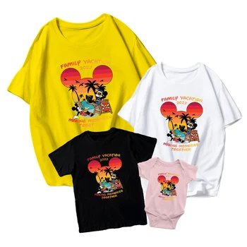 Baby Girl Boy Suvi Disney Lühikesed Varrukad Mickey Ja Minnie Cartoon Prindi Mugav Täiskasvanud Unisex Pere Sobitamine Vabaaja Mood