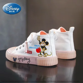 Disney Laste Lõuend Kingad Multifilm Miki Poiss Vabaaja Jalatsid Kevad-Sügis Uus Tüdrukute Valge Mustad Kingad Suurusega 16-22.5 cm