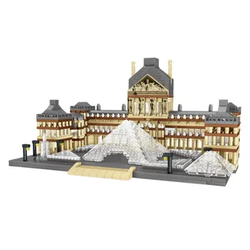 Lezi 8040 Maailma Arhitektuuri Mini ehitusplokid Pariisi Louvre ' i Muuseum 3D Mudel DIY Diamond Tellised Mänguasi Lastele Kingitused