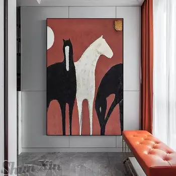 Käsitöö Loomade Hobune Õlimaal Kaasaegne Seina Art Lõuend Rippuvad Seinamaaling Elutoas Pilti Kunsti Home Decor Frameless