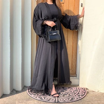 Naiste Sulg Avatud Abaya Kimono Kardiganid Mantel Moslemi Mood Dubai Hijab Rüü Türgi Islami Riided Partei Bankett Kauhtana