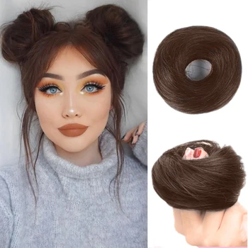 AILIADE Naiste Donut Chignon Juuksed Donut Bun Klipi Hairpiece Laiendid Sünteetiline juuksepikendusi Sirge Elastne Kakuke