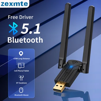 Zexmte 150M USB-Bluetooth-5.1 Dongle Adapter Tasuta Juht Adaptador Bluetooth Saatja Dual Band Audio Vastuvõtja Win 10/11