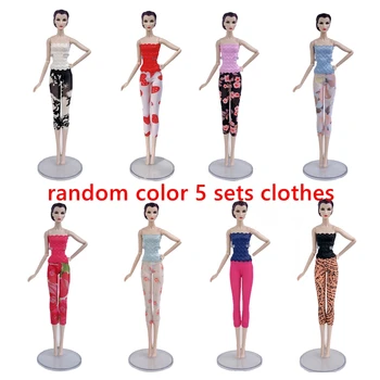 5sets/palju Random Fashion Doll Riided Barbie Nukk Pits Top ja lühikesed Püksid Legging Varustus Barbie Nukk 1/6 Nukk Tarvikud