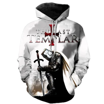 Uusim Knights Templar 3D Trükitud Hupparit Meeste ja Naiste Mood Casual Kapuutsiga Pusad Streetwear Liiga pikk Pullover Ülerõivad