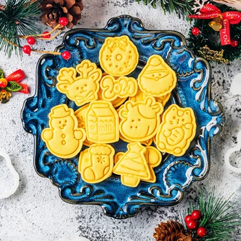 Armas Jõulud Santa Snowman Cookie Cutters Cartoon Biskviit Hallituse Küpsise Kook Decoratiing Tempel Köök, Küpsetamine, Küpsis, Tööriistad