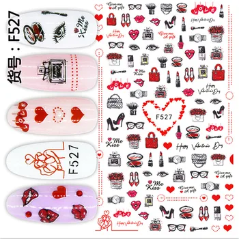 1 TK Huulepulk Armastan Pariisi Valentine ' s Day Design Nail Art Kleebis Isekleepuv Decal Liugur DIY Teenetemärgi Vahend F-527 528