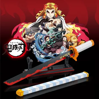 790pcs Demon Slayer Nichirin Mõõk ehitusplokid Rengoku Kyoujurou Katana Tera Anime Nuga Relv Tellised Mänguasjad Poiss Kingitused