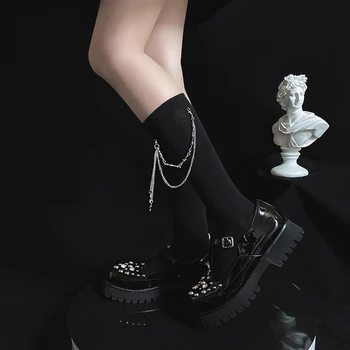 50D Harajuku Õhuke Keskel Vasikas Sokid Tüdrukud Jaapani Koolis JK Mängu Lolita Legwear Koos Okas Ketid Velvet Sukad