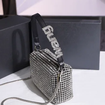 Naiste Rhinestone Hulkur Kotid 2022 Luksus Brändi Disainer Top-käepide Käekotid Daamid Crystal õlakott Tassima Tõmblukk Kotid Rahakotid
