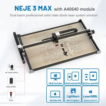 NEJE Master 3 Max Laser Cutter Graveerija A40640/N40630 Moodul DIY Graveerimine Masin LaserGRBL Lightburn Bluetooth APP