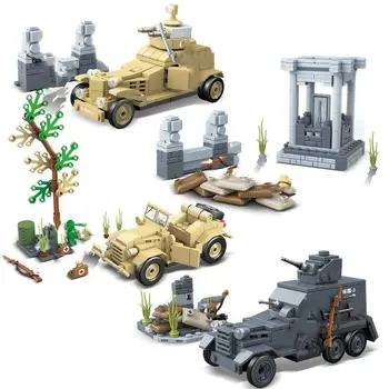 Sõjalise series II Maailmasõja M25 jalaväe soomustatud sõiduk maastikuauto 4 in 1 Stseen ehitus ehitusplokid Mänguasjad, Kingitused