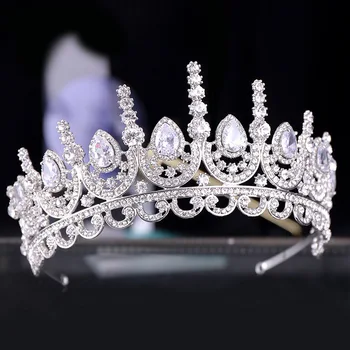 FORSEVEN Hõbedane Värv Big Water Drop Crystal Rhinestone Crown Tiara de Noiva Headpiece Naiste Pulm Juuksed Ehted Tarvikud JL