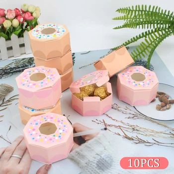 10 Tk Candy Box Kuusnurk Kinkekarbis Donut Kott Magus Šokolaad Pakendite Puhul Pulm Teema Poole Kasuks Kingitused