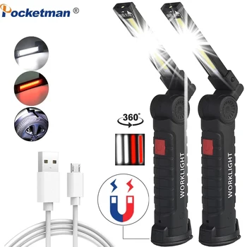 Ultra Bright Kerge Töö COB LED Taskulamp Magnet 5 režiimid USB Laetav Taskulamp, lambi veekindel Camping Auto Remont