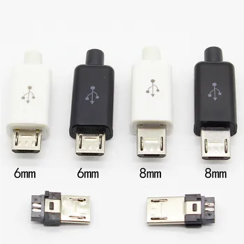 10tk Micro-5PIN Keevitus Tüüpi Mees Ühendage Pistikud Laadija 5P USB Saba laadija Pesa 4 in 1 Valge Must